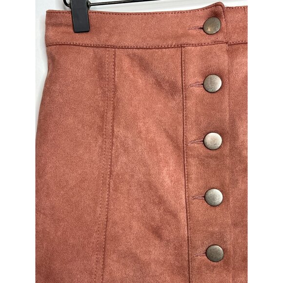 Forever 21 Skirt Womens Sz 25 0 XS Mini Faux Suede Pink Button Down Fall Casual - Picture 4 of 13